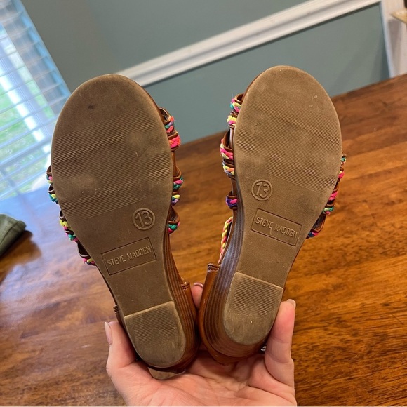 Steve Madden girls brown leather rainbow strap sandals size 13 - Picture 8 of 8